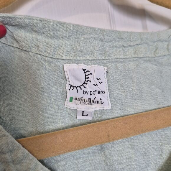 Via Vai By Pollero Women's Large Linen Button Maxi Dress Mint Green Short Sleeve - Picture 4 of 6